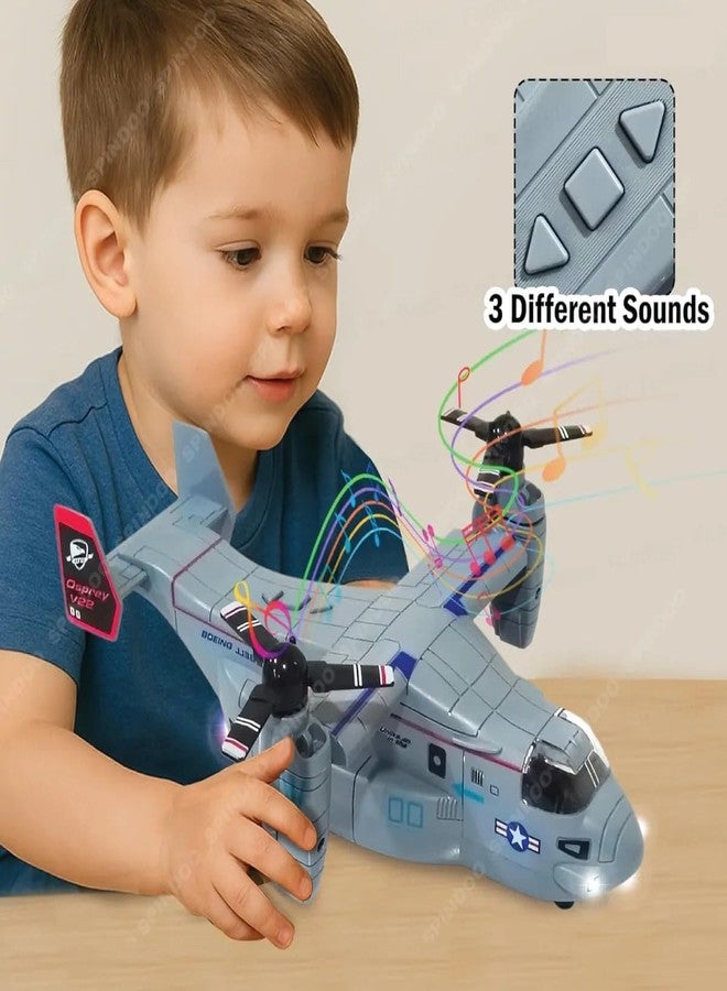 Spindoo V-22 Osprey Military Aircraft Toy for Kids 3+ | Friction Powered Army Plane with Lights & Sounds | Realistic Military Airplane Educational Toy for Boys & Girls - Image 4